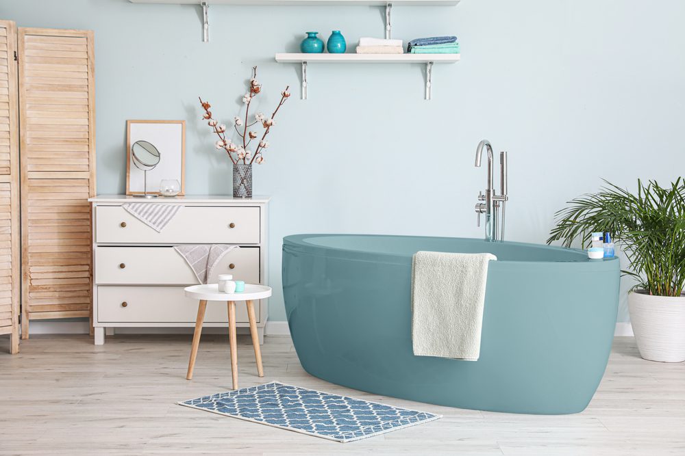 light blue bathroom