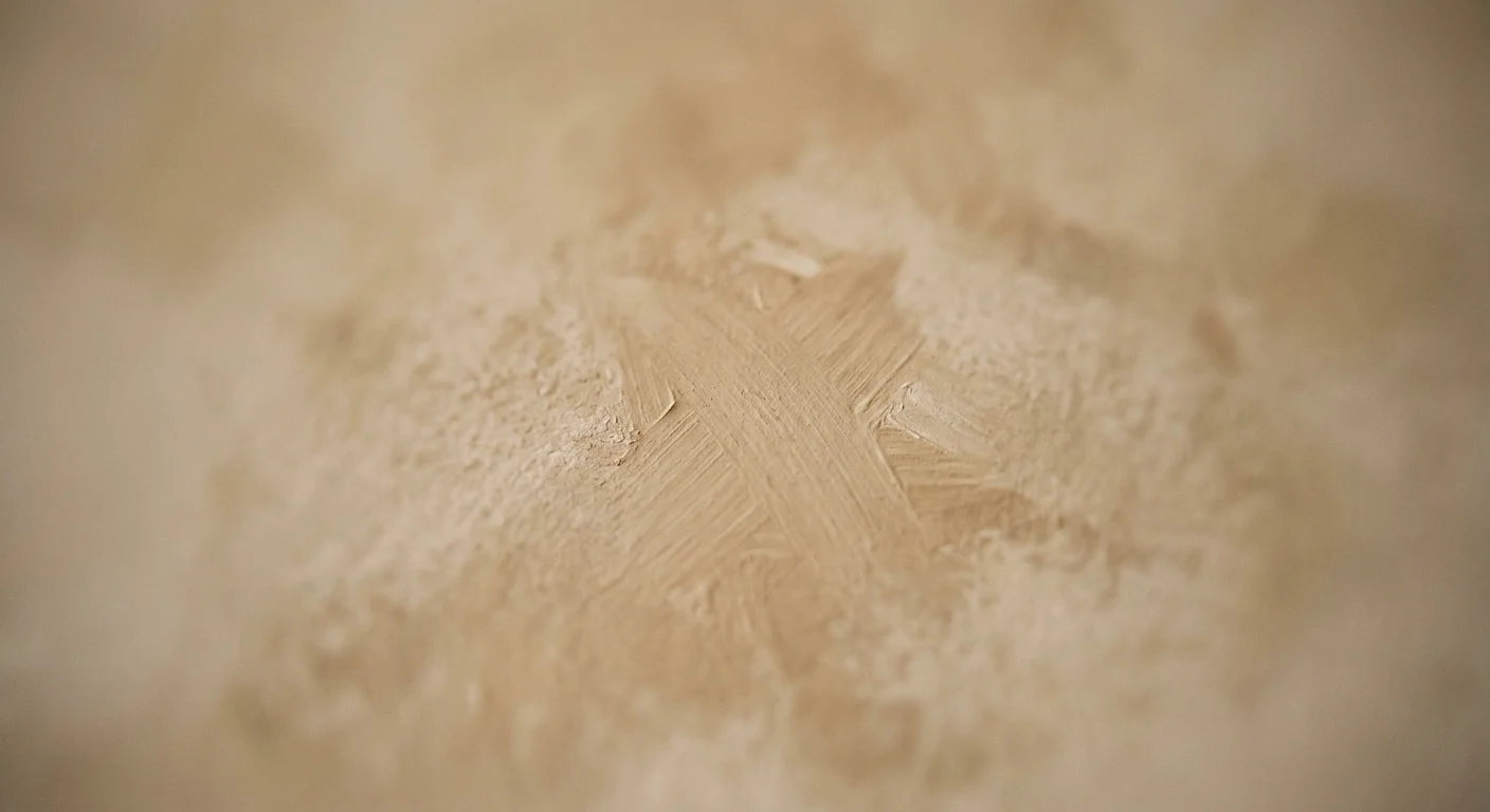 A macro shot of the mottled, chalky texture and brush strokes of a faux limewash wall.
