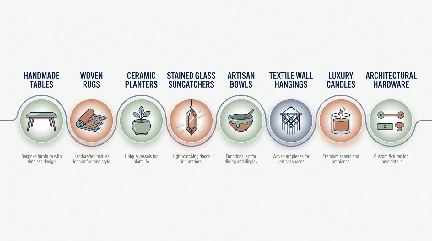 An infographic layout identifying the eight high-ticket craft categories discussed in the article.